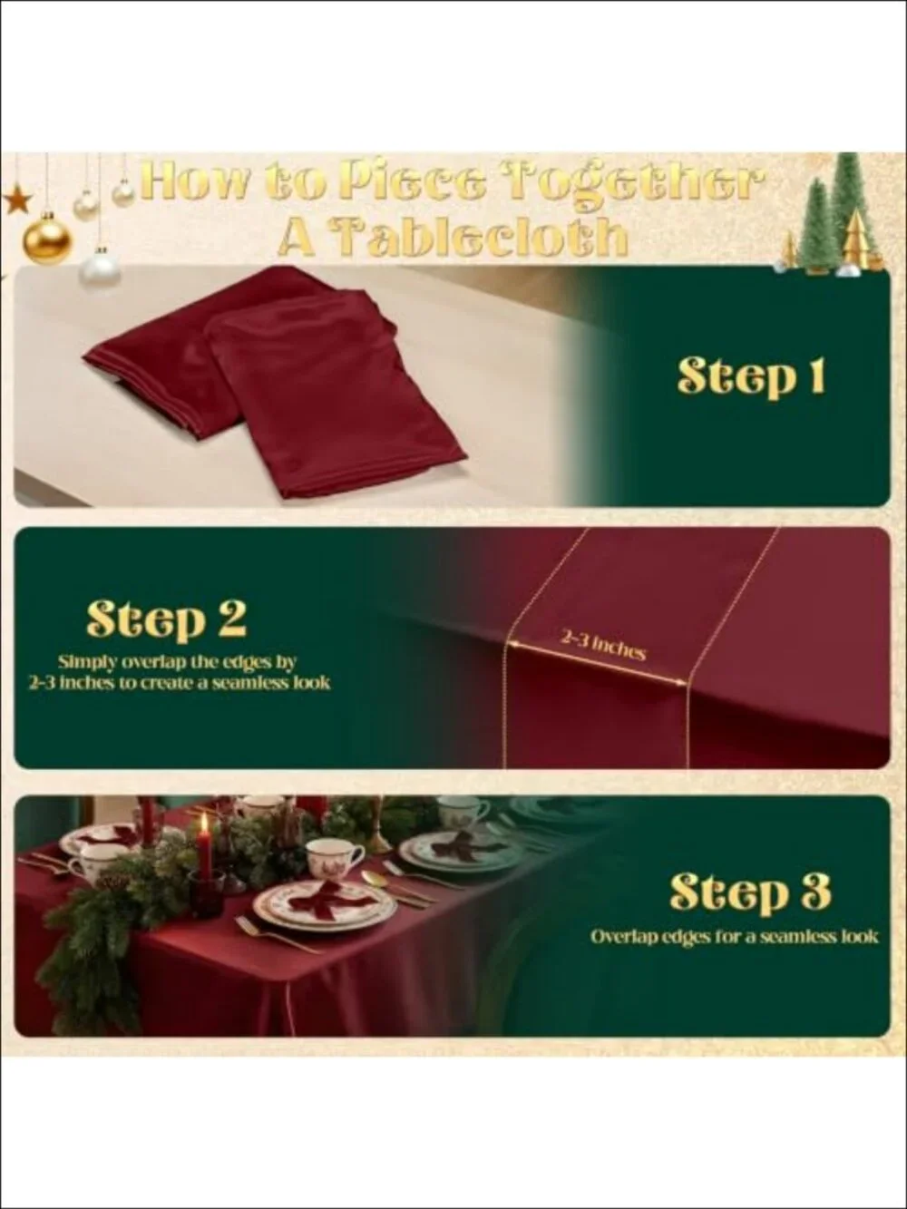 8 Pack Satin Tablecloth 58x102 Inch Overlay Seamless Design